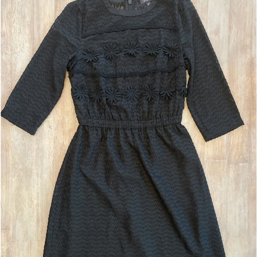 TOPSHOP Black Floral Lace Ruched Waist Dress‎ Size US4/EUR36/UK8 Lined